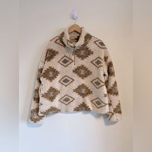 Thread & Supply Geometric Fleece 1/4 zip boho style Pullover